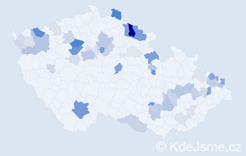 Příjmení: 'Valent', počet výskytů 151 v celé ČR