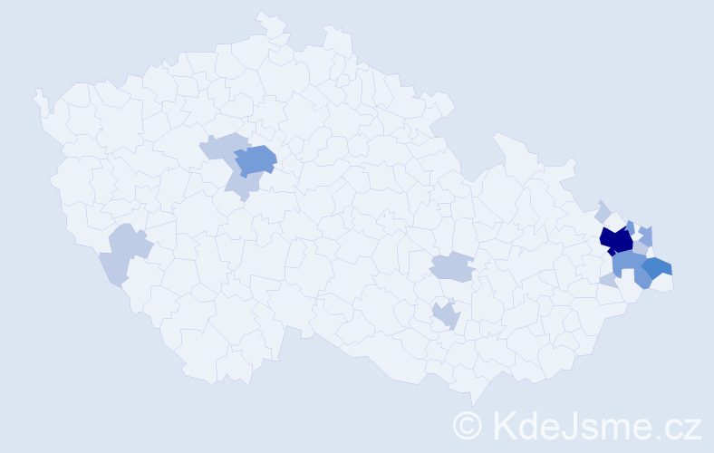 Příjmení: 'Štvrtňa', počet výskytů 34 v celé ČR