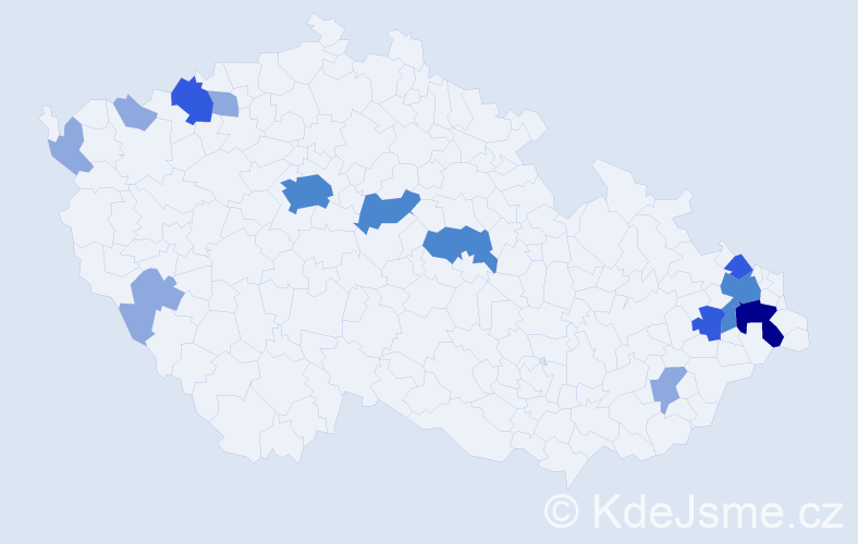 Příjmení: 'Modrovičová', počet výskytů 29 v celé ČR