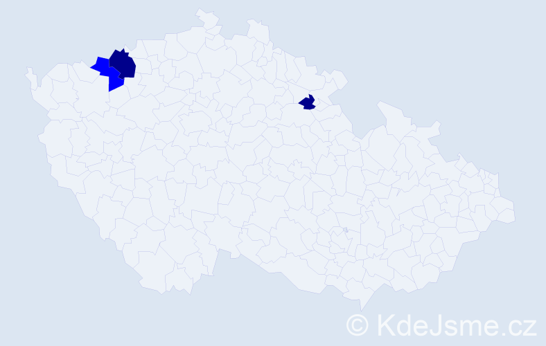 Příjmení: 'Velacko', počet výskytů 5 v celé ČR