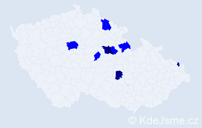 Příjmení: 'Dadíková', počet výskytů 12 v celé ČR