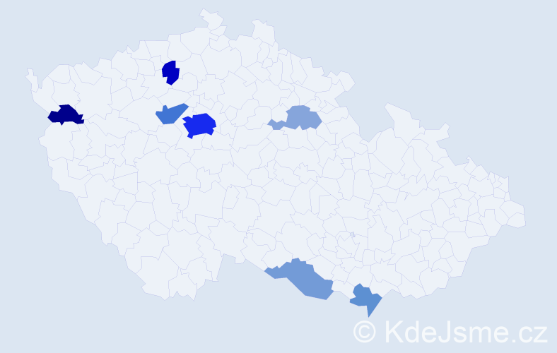 Příjmení: 'Pellant', počet výskytů 26 v celé ČR