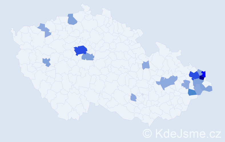 Příjmení: 'Burdek', počet výskytů 48 v celé ČR