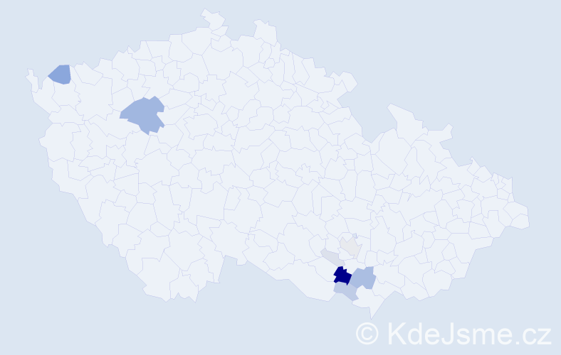 Příjmení: 'Dubš', počet výskytů 37 v celé ČR