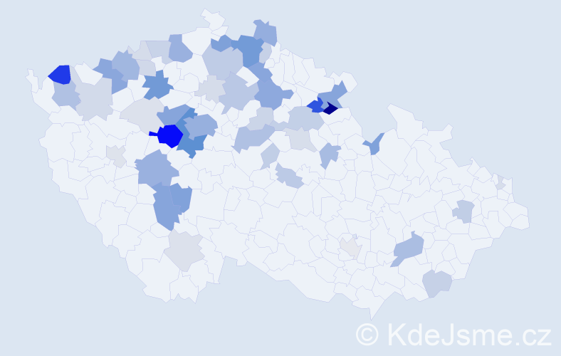 Příjmení: 'Hrudka', počet výskytů 229 v celé ČR