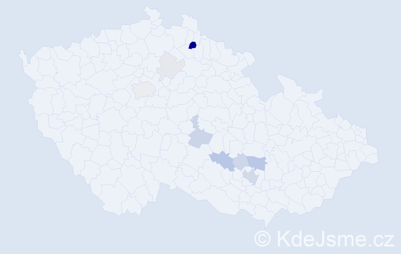 Příjmení: 'Machat', počet výskytů 26 v celé ČR