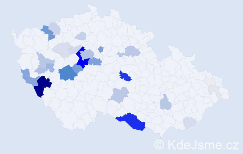 Příjmení: 'Kotáb', počet výskytů 149 v celé ČR