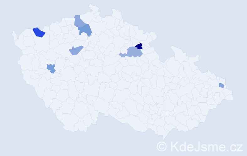 Příjmení: 'Lápková', počet výskytů 9 v celé ČR