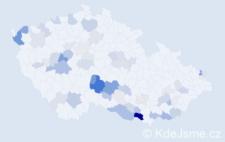 Příjmení: 'Norek', počet výskytů 174 v celé ČR