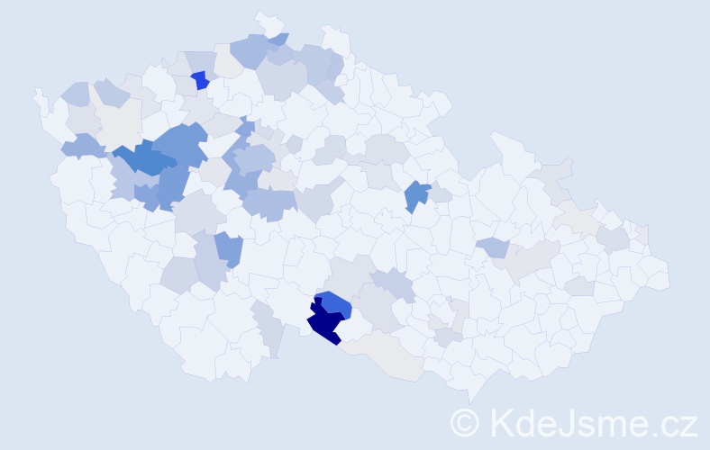 Příjmení: 'Vitouš', počet výskytů 256 v celé ČR