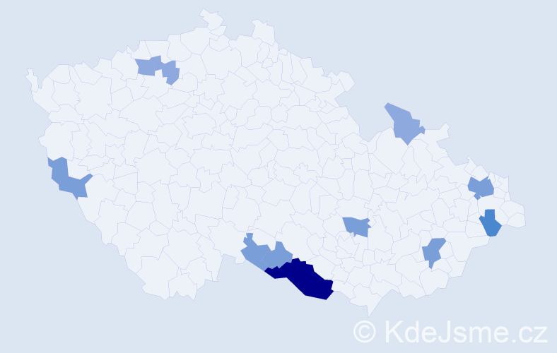 Příjmení: 'Latner', počet výskytů 26 v celé ČR