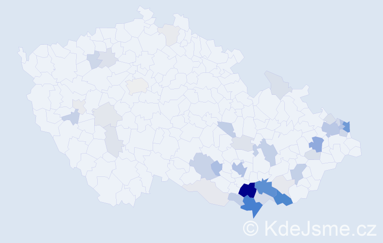 Příjmení: 'Juras', počet výskytů 139 v celé ČR