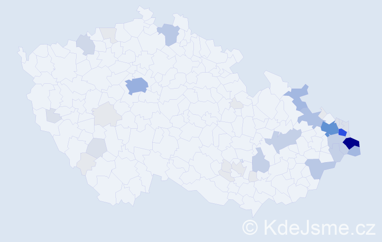 Příjmení: 'Bujoková', počet výskytů 170 v celé ČR
