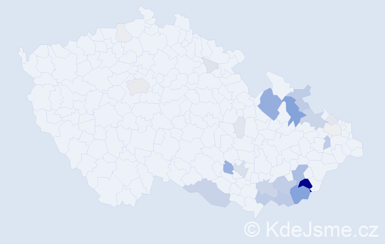 Příjmení: 'Mlček', počet výskytů 134 v celé ČR