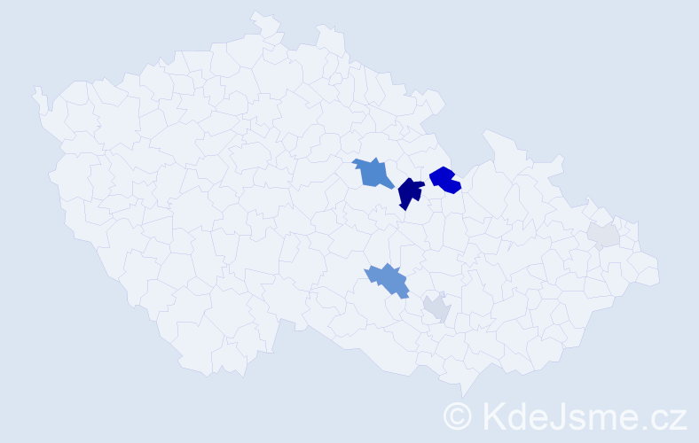 Příjmení: 'Tobešová', počet výskytů 21 v celé ČR