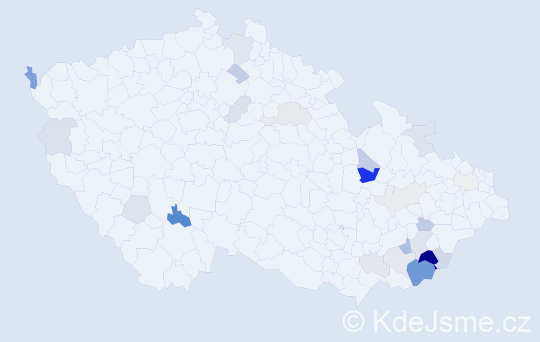 Příjmení: 'Mikulička', počet výskytů 59 v celé ČR