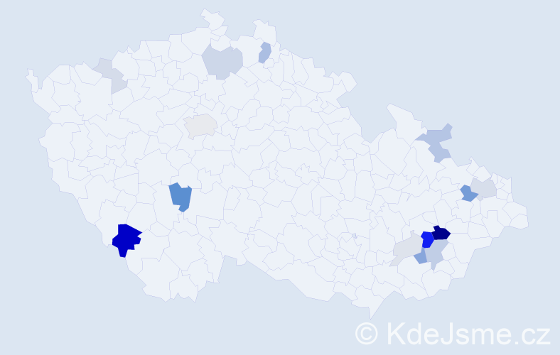 Příjmení: 'Vrajíková', počet výskytů 48 v celé ČR