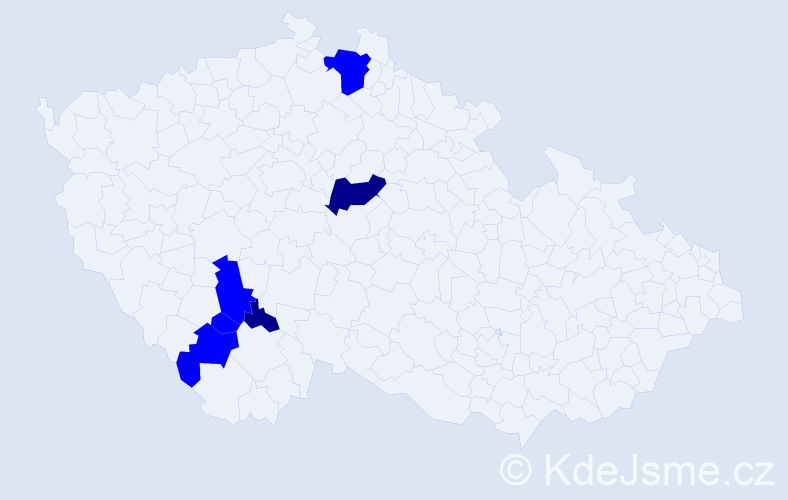 Příjmení: 'Hulala', počet výskytů 8 v celé ČR