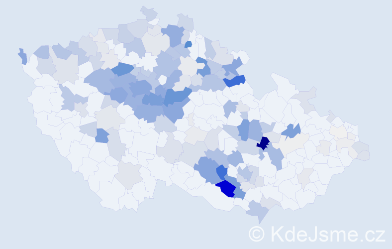 Příjmení: 'Křeček', počet výskytů 723 v celé ČR