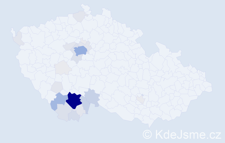 Příjmení: 'Klabouch', počet výskytů 131 v celé ČR
