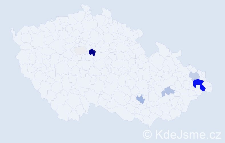 Příjmení: 'Morisáková', počet výskytů 17 v celé ČR