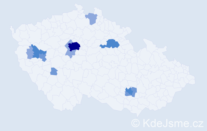 Příjmení: 'Tejc', počet výskytů 24 v celé ČR