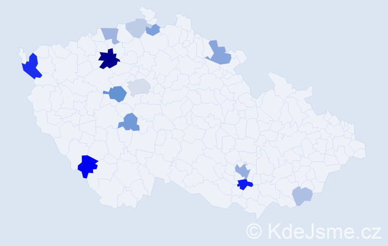 Příjmení: 'Rajlich', počet výskytů 38 v celé ČR