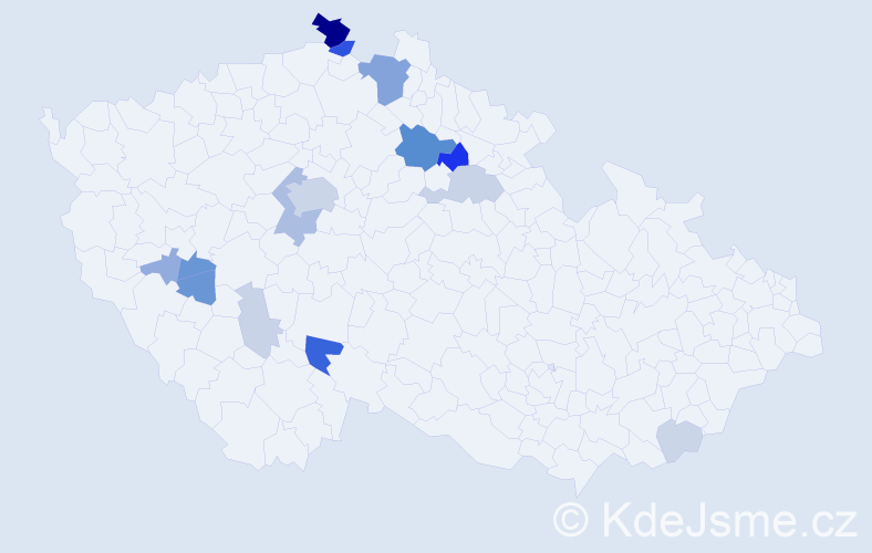 Příjmení: 'Čistecký', počet výskytů 50 v celé ČR