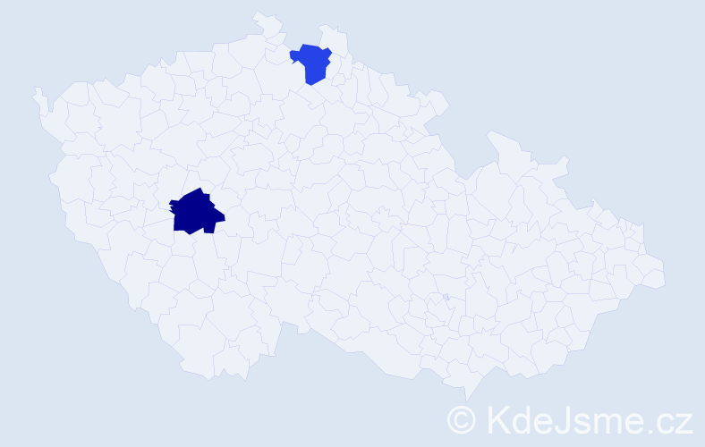 Příjmení: 'Czetner', počet výskytů 2 v celé ČR
