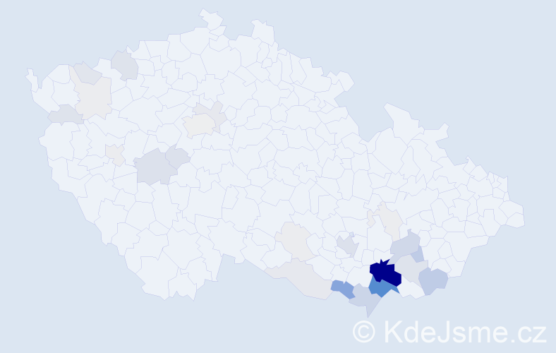 Příjmení: 'Bábíčková', počet výskytů 154 v celé ČR