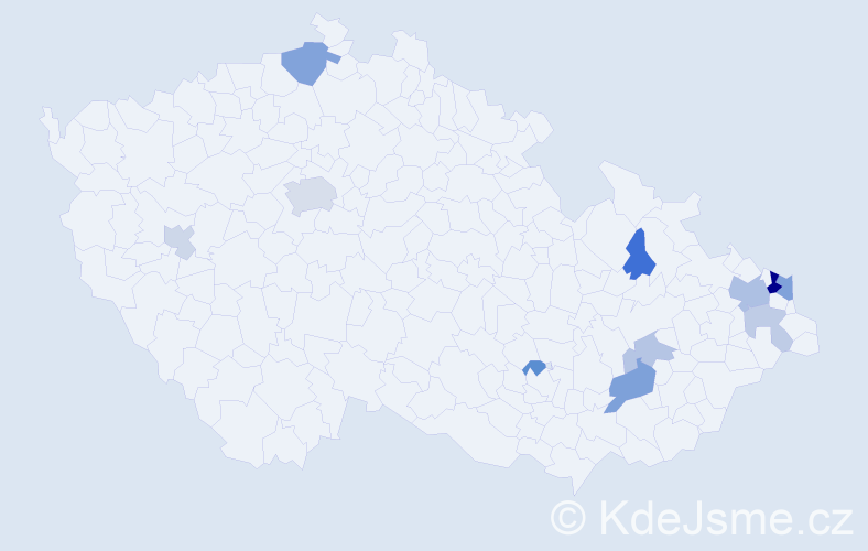 Příjmení: 'Kurus', počet výskytů 23 v celé ČR