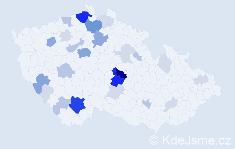 Příjmení: 'Krédl', počet výskytů 97 v celé ČR