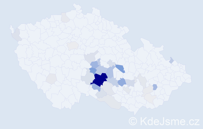 Příjmení: 'Koumar', počet výskytů 146 v celé ČR