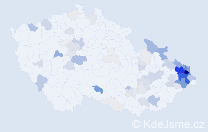 Příjmení: 'Kožušníková', počet výskytů 386 v celé ČR