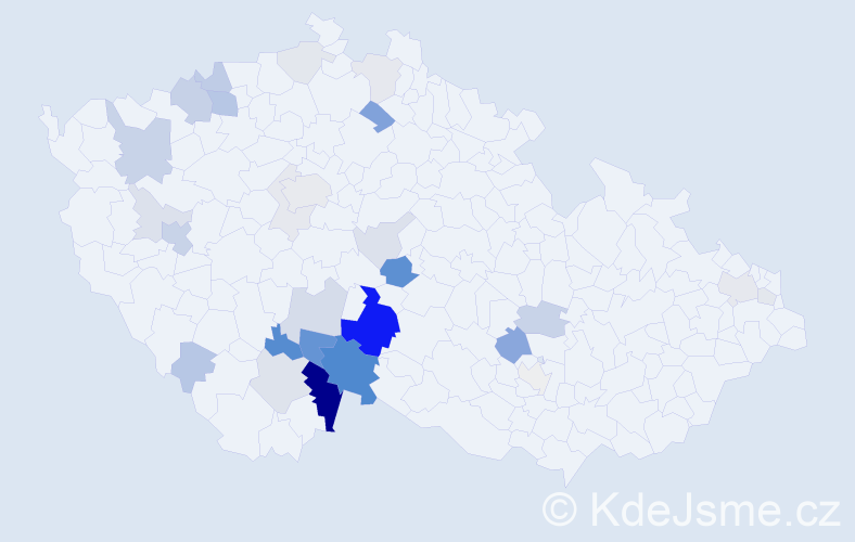 Příjmení: 'Paďourek', počet výskytů 93 v celé ČR