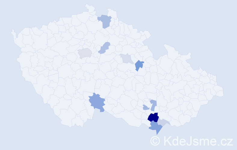 Příjmení: 'Kabriel', počet výskytů 28 v celé ČR