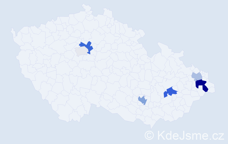 Příjmení: 'Morisáková', počet výskytů 19 v celé ČR