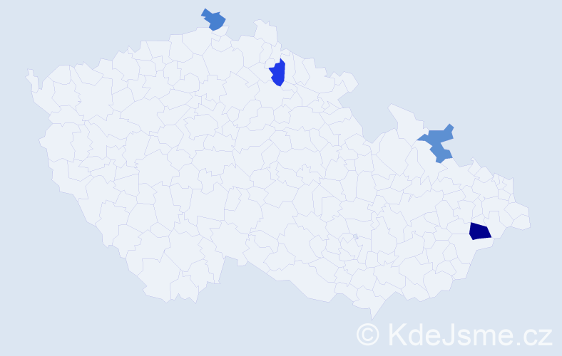 Příjmení: 'Racsko', počet výskytů 5 v celé ČR