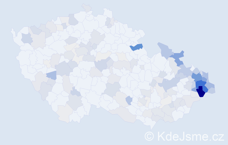 Příjmení: 'Kubala', počet výskytů 677 v celé ČR