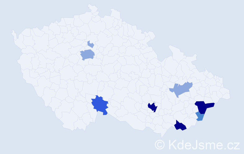Příjmení: 'Krcháková', počet výskytů 23 v celé ČR
