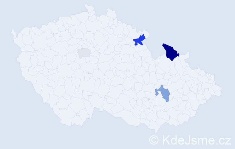 Příjmení: 'Hundáková', počet výskytů 6 v celé ČR