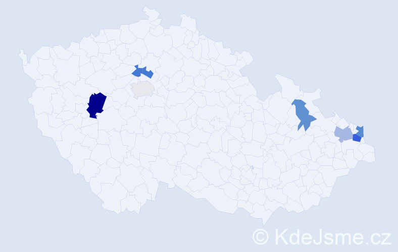Příjmení: 'Čamaj', počet výskytů 14 v celé ČR