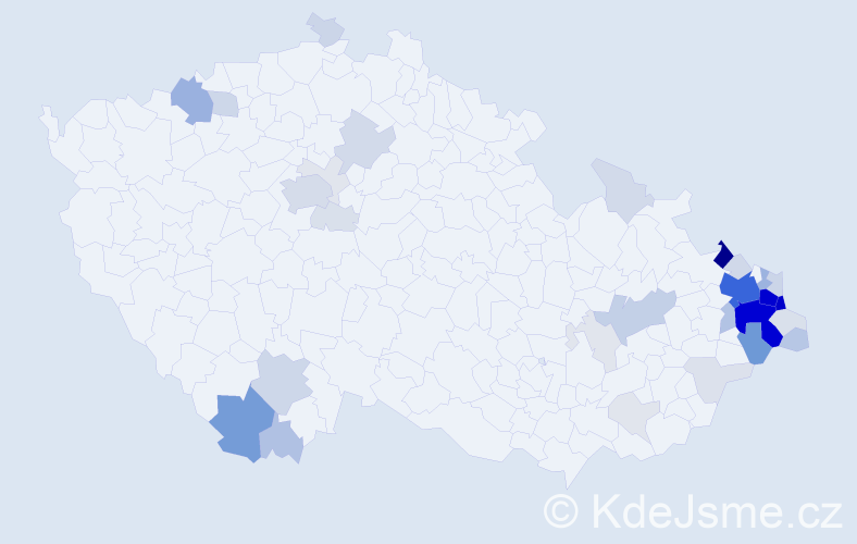 Příjmení: 'Kroček', počet výskytů 173 v celé ČR