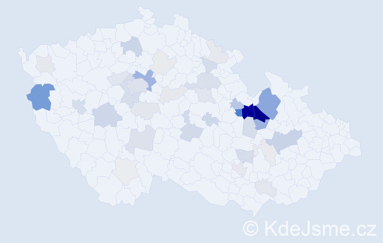 Příjmení: 'Pelclová', počet výskytů 133 v celé ČR