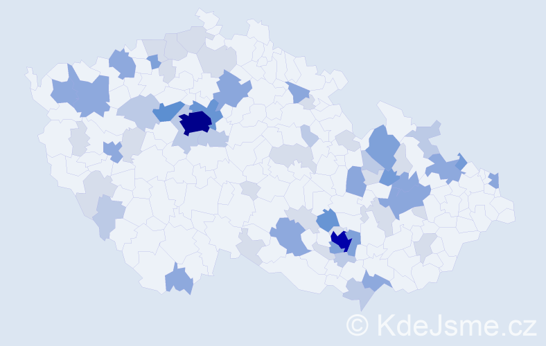Příjmení: 'Weiglová', počet výskytů 173 v celé ČR