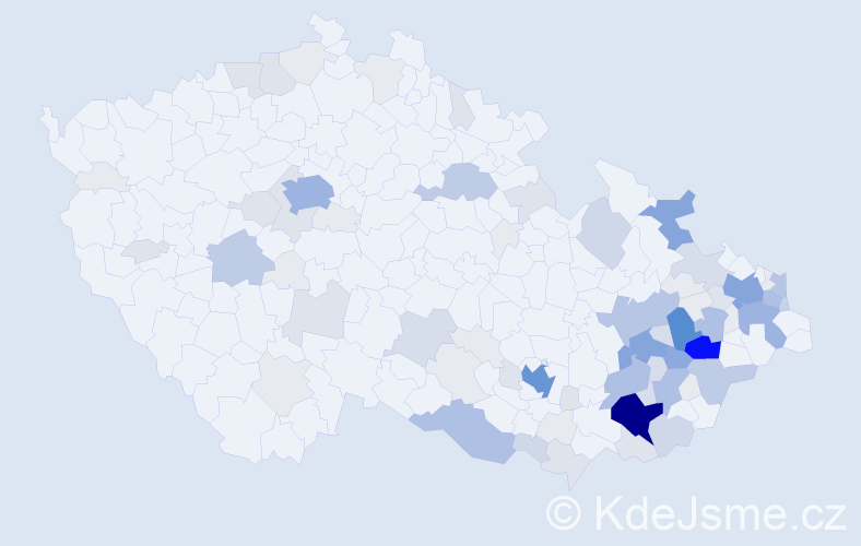 Příjmení: 'Tvrdoň', počet výskytů 374 v celé ČR