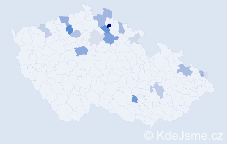 Příjmení: 'Adamičková', počet výskytů 70 v celé ČR