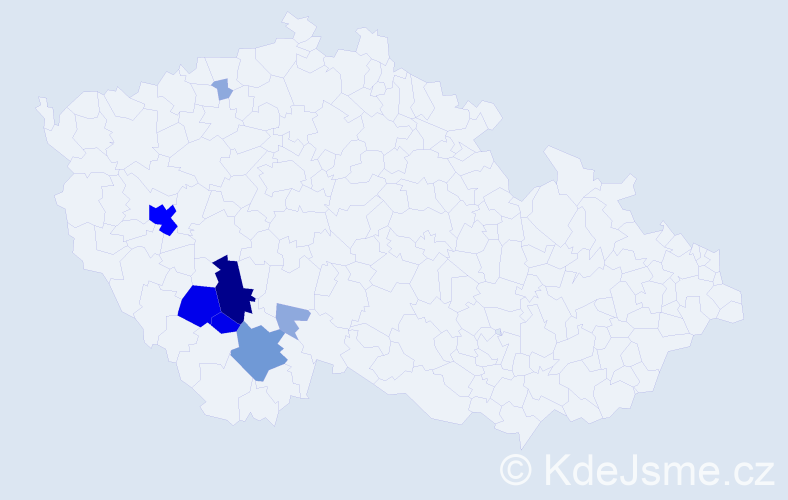 Příjmení: 'Častoralová', počet výskytů 24 v celé ČR