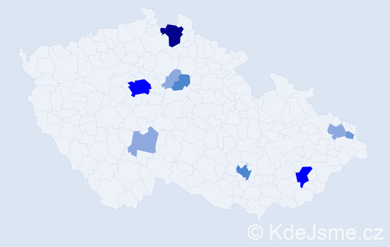 Příjmení: 'Chrastecká', počet výskytů 25 v celé ČR