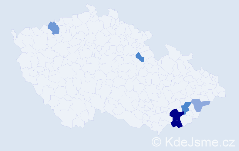 Příjmení: 'Latinová', počet výskytů 21 v celé ČR